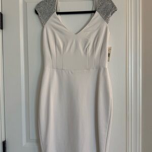 Alexia Admor White Dress with Silver Shoulders